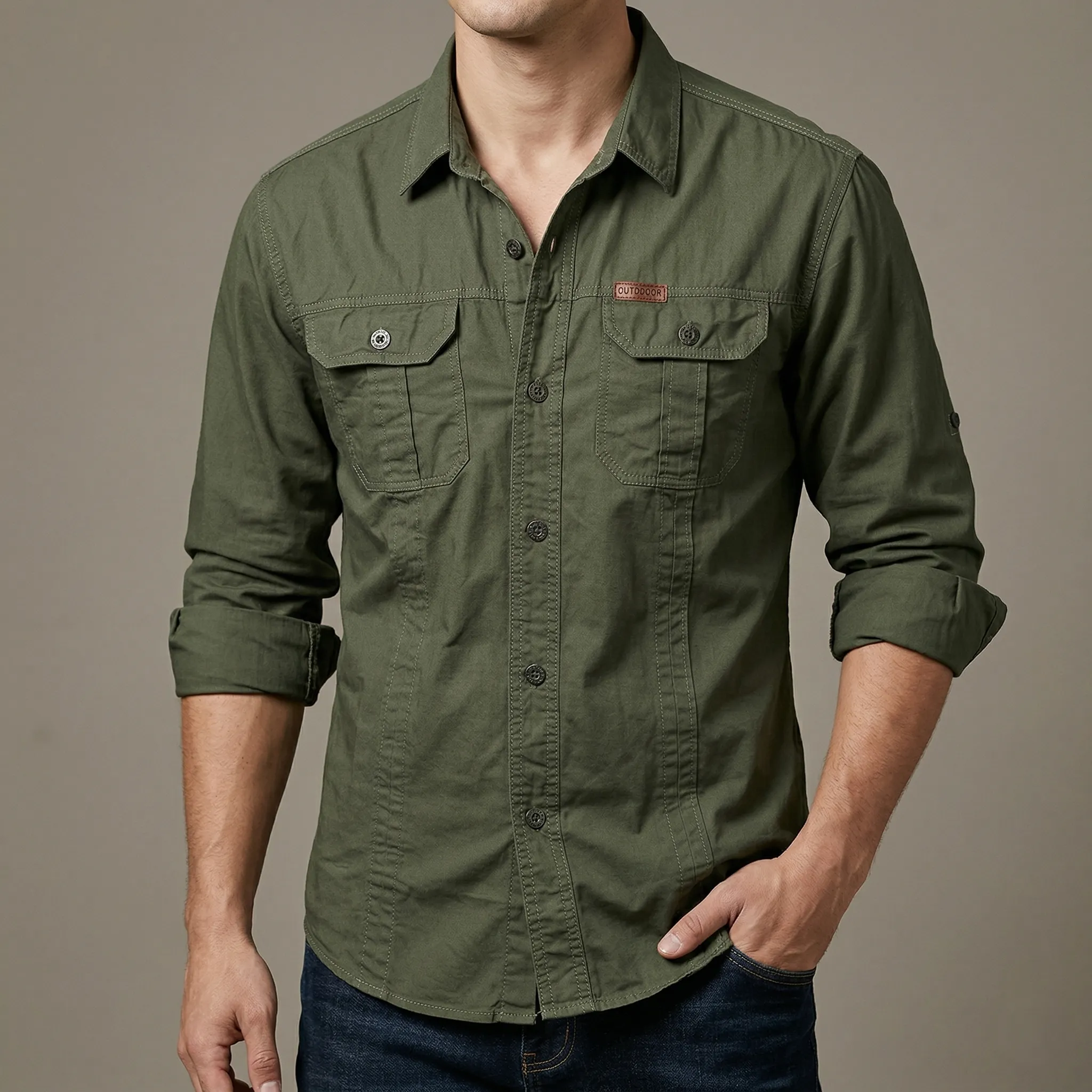 Full sleeves double pocket panel Shirt