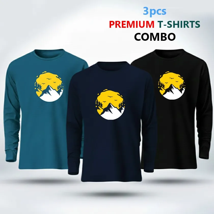 3 pcs Full Sleeve T-Shirt Combo