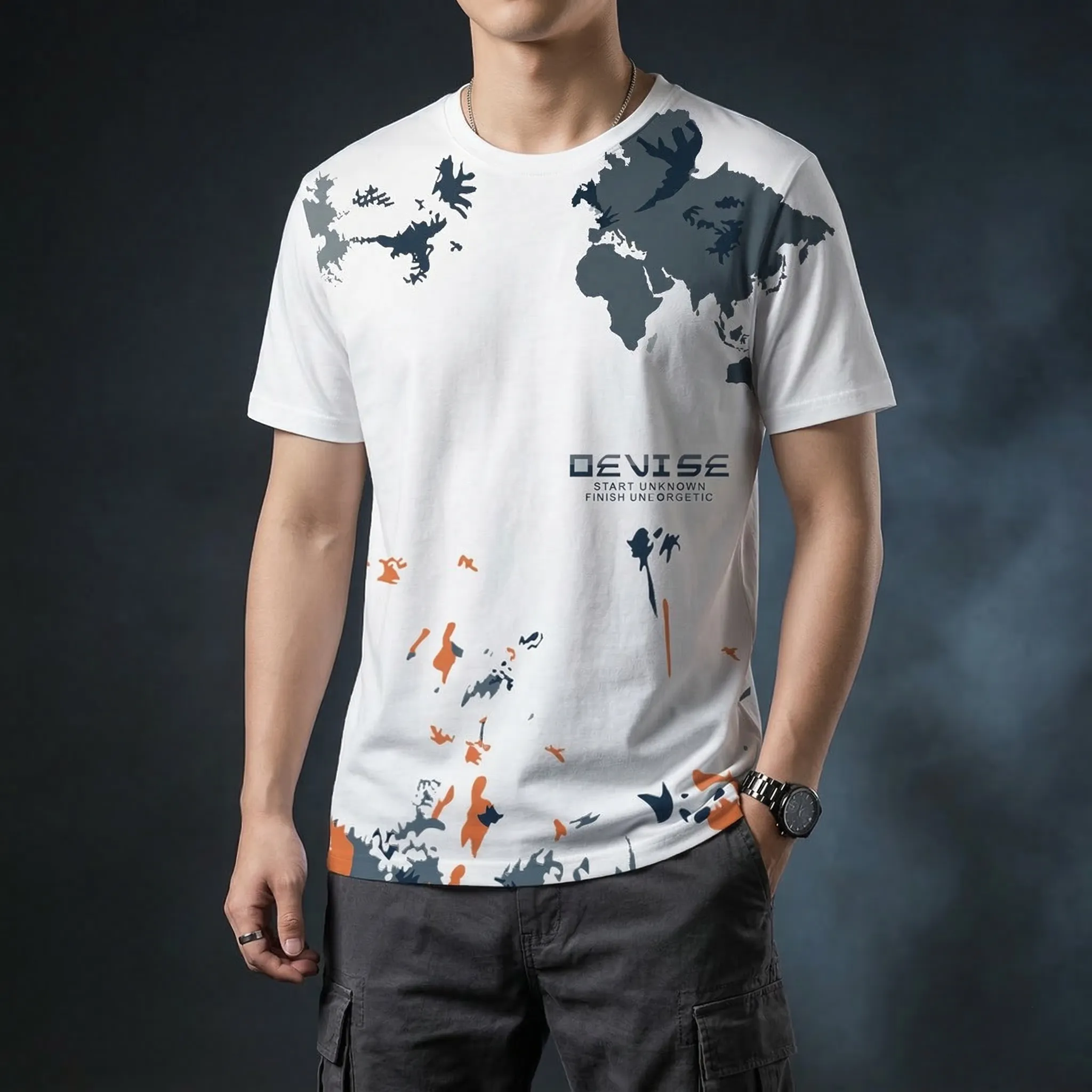 Stylish Comfortable sports T-Shirt(ASh+White)