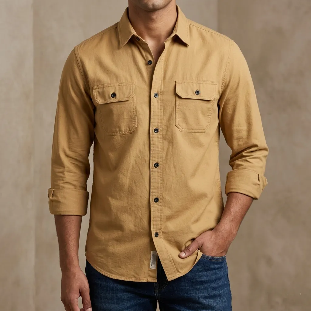 High Thickness Double Pocket Shirt.. ( Biscuit