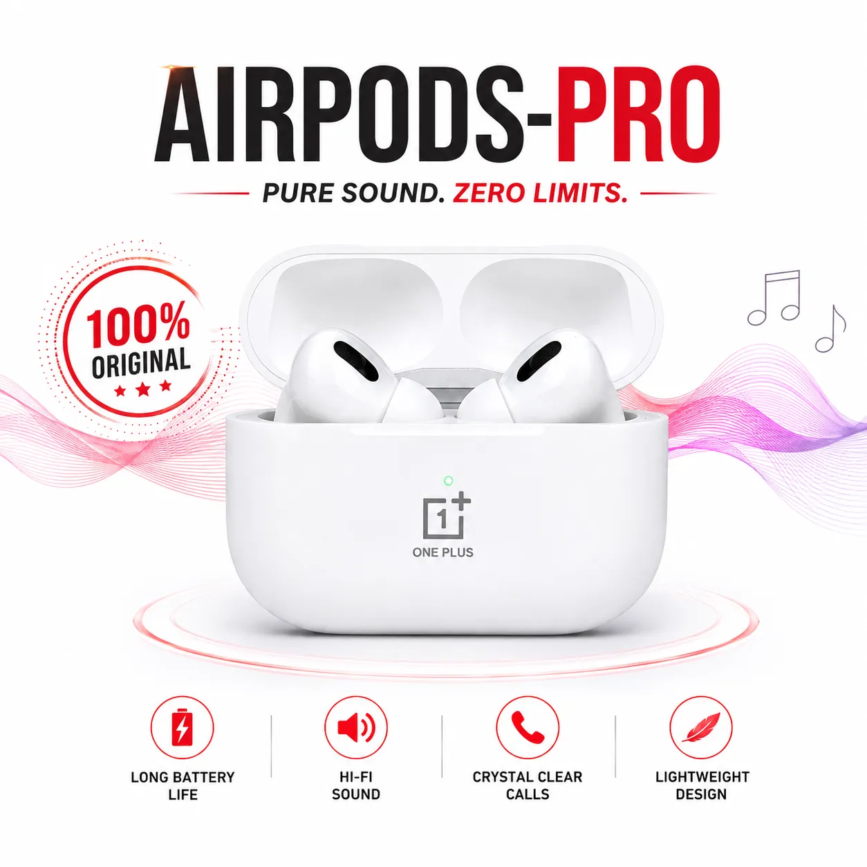 OnePlus AirRO3 True Wireless Bluetooth Earbuds – Noise Reduction TWS Earphones with 360mAh Battery & Clear Sound (White)
