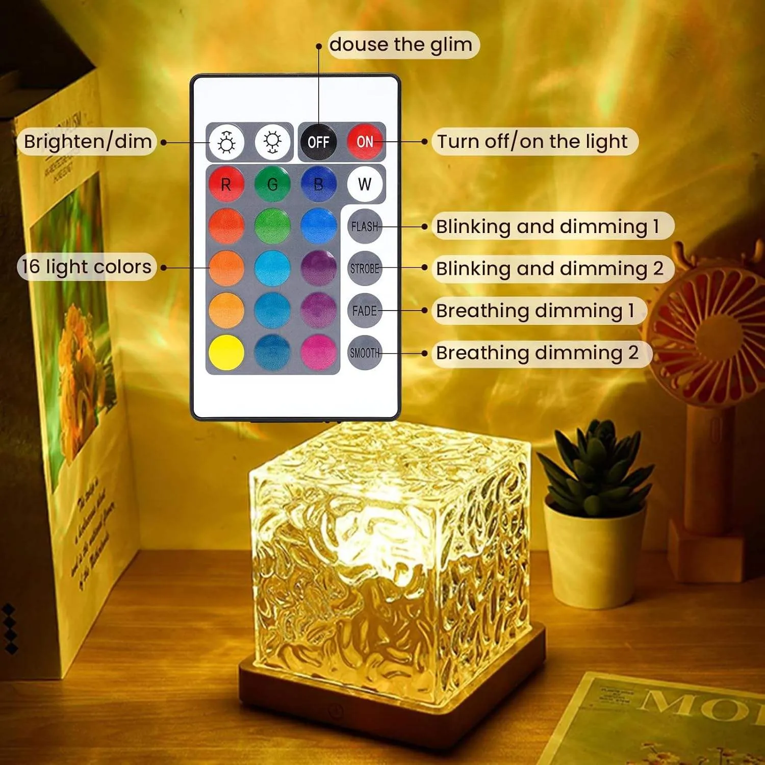 16 Colors Plug-In USB Galaxy Night Light Ocean Wave with Remote Control