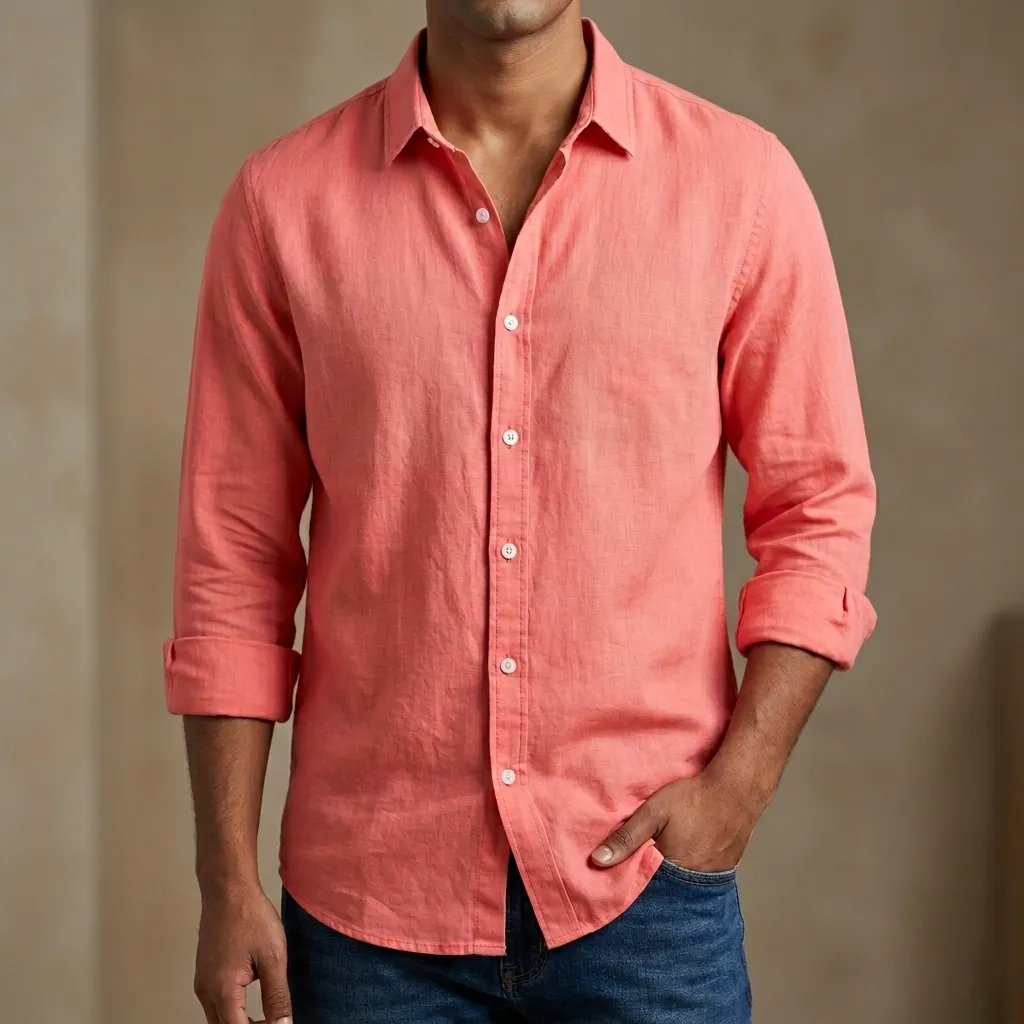 Men's Solid Colour Color Shirt (Deep pink)