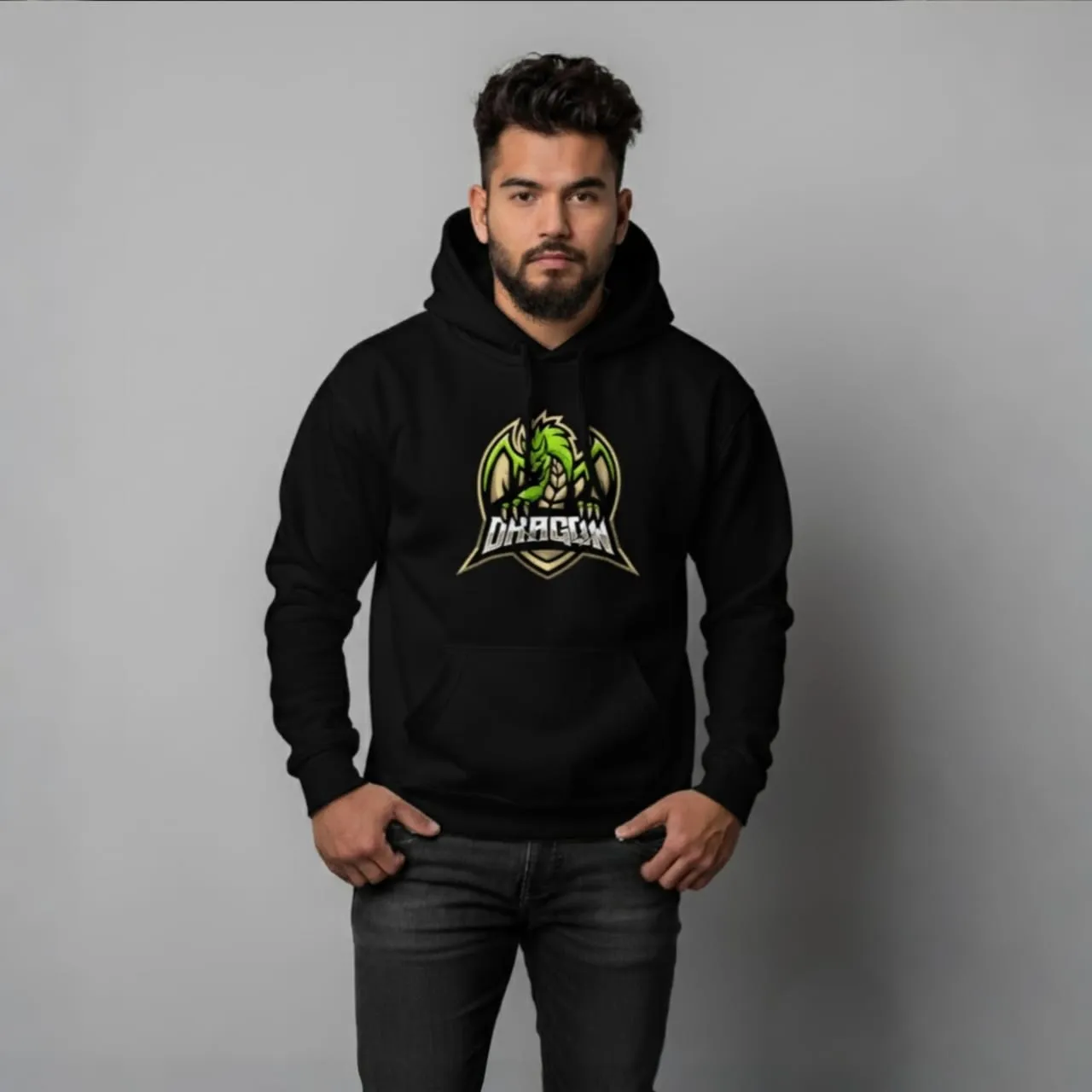 Men's premium printed hoodie (Black)