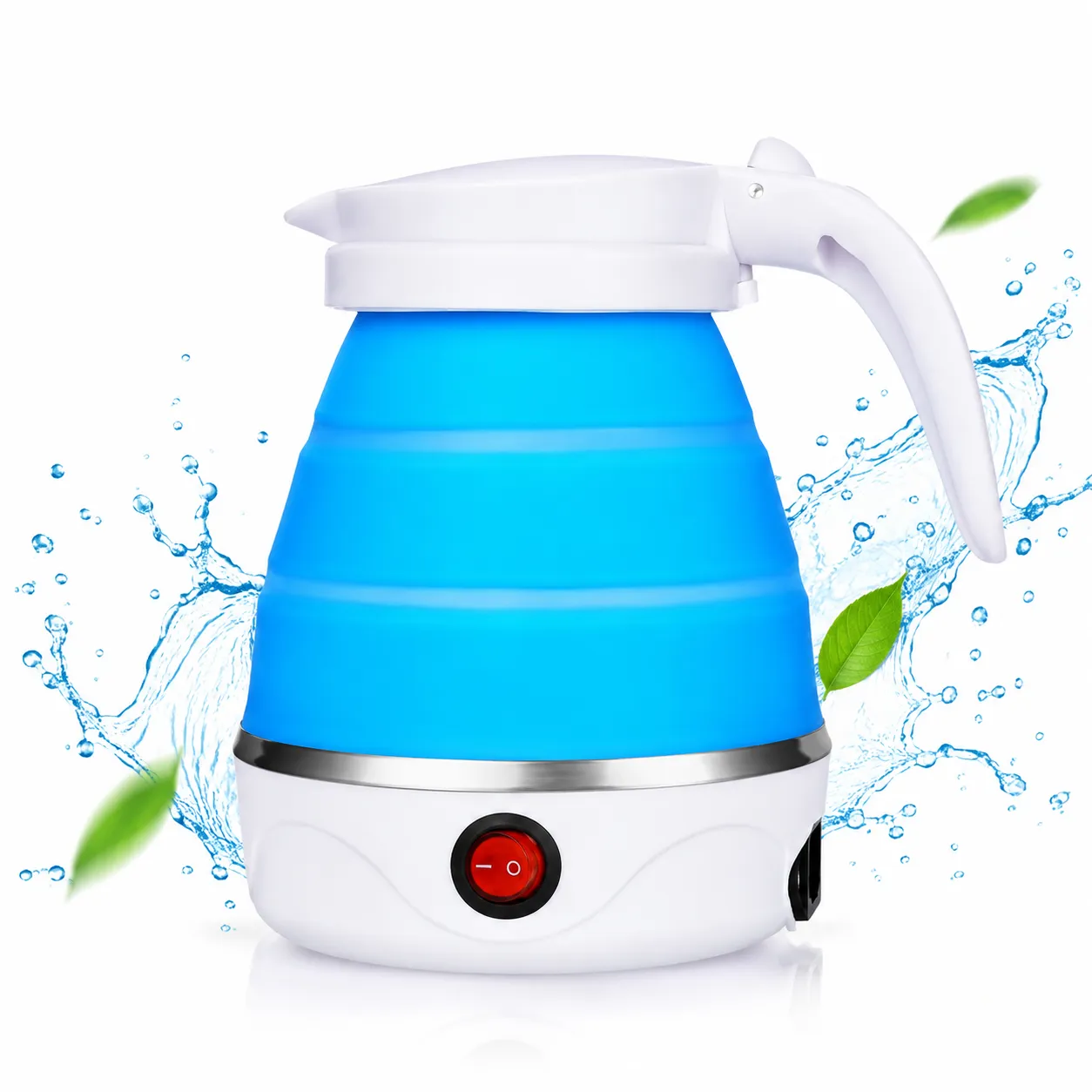 Travelling Folding Kettle 600ml – Portable Silicone Electric Water Boiler with Boil-Dry Protection & Fast Boiling for Camping, Travel & Hotels