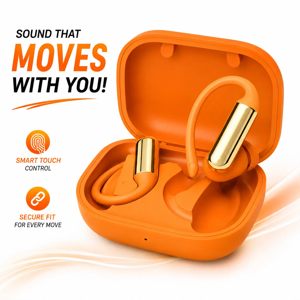 CD001 Open Ear True Wireless Earbuds – Hi-Res Audio Sports Ear-Hook Headphones with ANC Noise Cancelling, Type-C Fast Charging & Long Battery